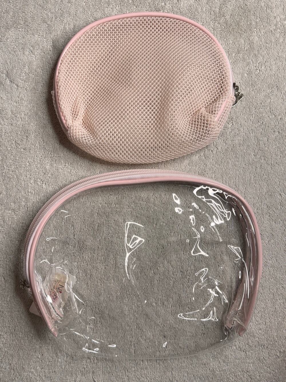 Toiletries Travel make up bag set of 2 sturdy one transparent one mesh